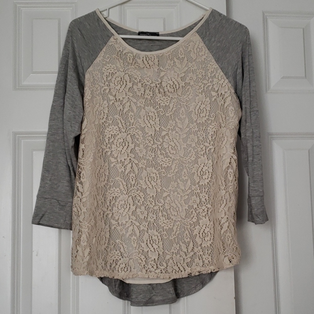 Lace detail baseball top